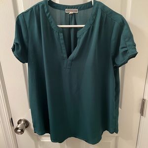 V-neck green blouse